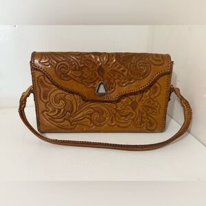 Vintage Tooled Leather Western Cowboy Handmade Handbag